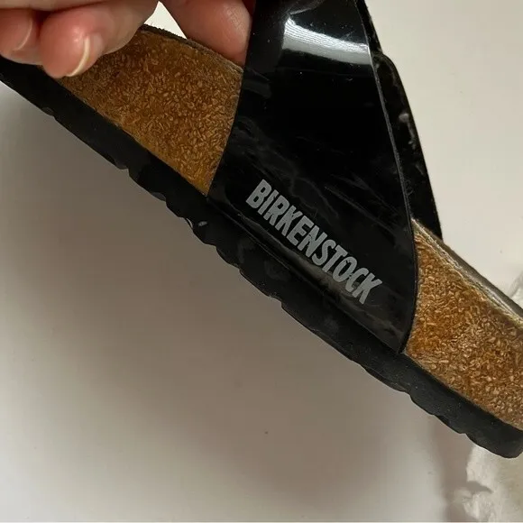 Birkenstock Gizeh Sandals in Black Patent Leather 7