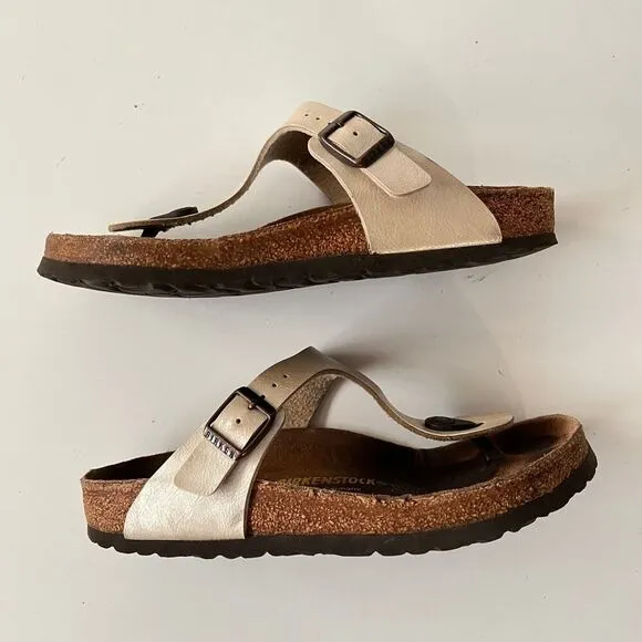 Birkenstock Gizeh Birko-Flor Graceful Pearl White sandals size 38 / 7 Regular