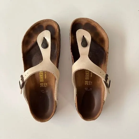 Birkenstock Gizeh Birko-Flor Graceful Pearl White sandals size 38 / 7 Regular