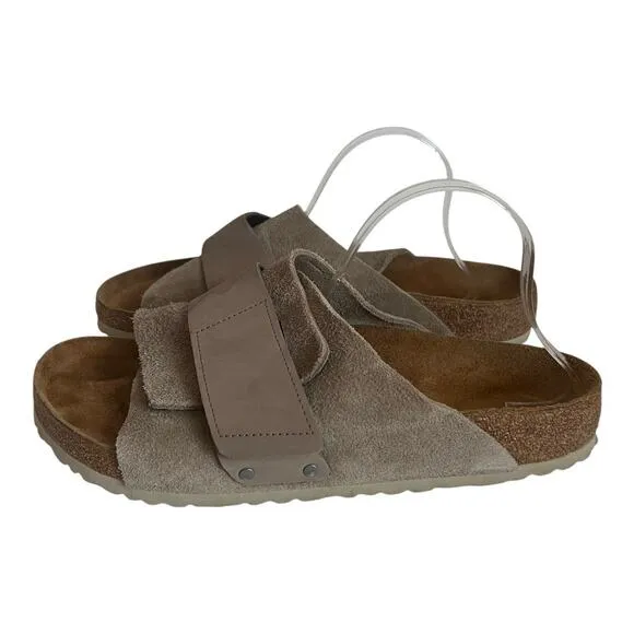 Birkenstock Kyoto Nubuck Leather Concrete Grey Slide Sandals Men Size 12