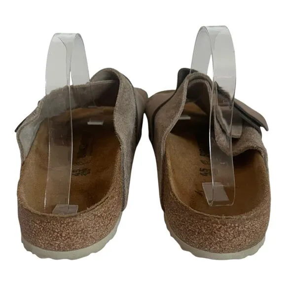 Birkenstock Kyoto Nubuck Leather Concrete Grey Slide Sandals Men Size 12