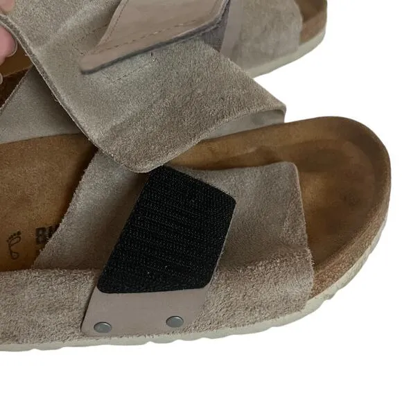 Birkenstock Kyoto Nubuck Leather Concrete Grey Slide Sandals Men Size 12
