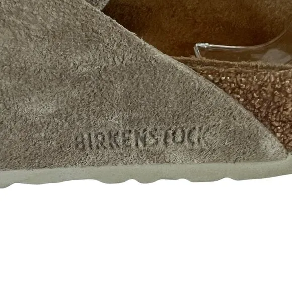 Birkenstock Kyoto Nubuck Leather Concrete Grey Slide Sandals Men Size 12