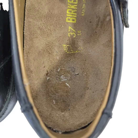 Birkenstock Madeira Footprints Mary Jane Y2K Leather Black Sandals