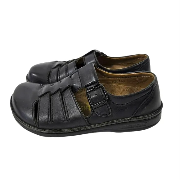 Birkenstock Madeira Footprints Mary Jane Y2K Leather Black Sandals