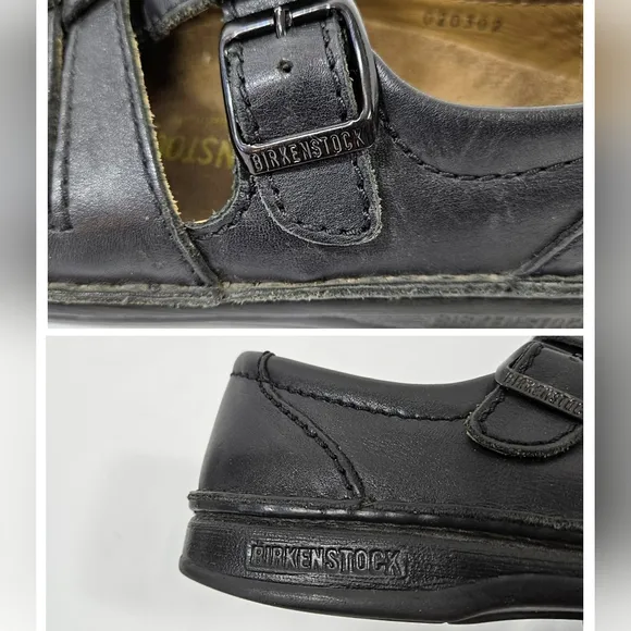 Birkenstock Madeira Footprints Mary Jane Y2K Leather Black Sandals