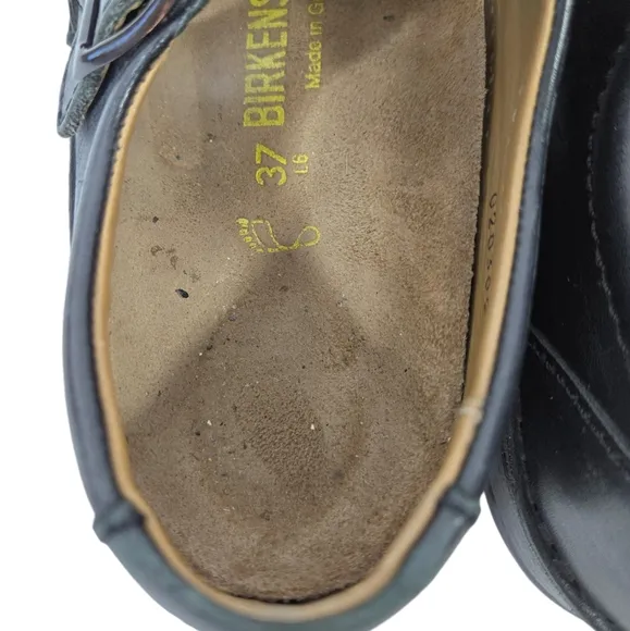 Birkenstock Madeira Footprints Mary Jane Y2K Leather Black Sandals