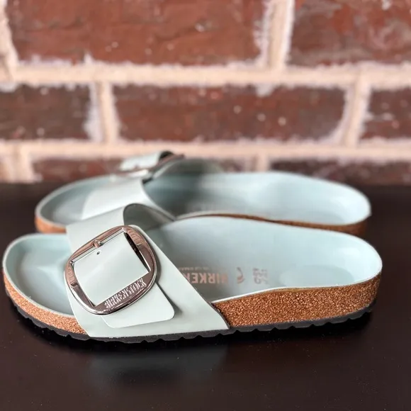 Birkenstock Madrid Big Buckle High Shine Surf Green Sandals Size 9 New!