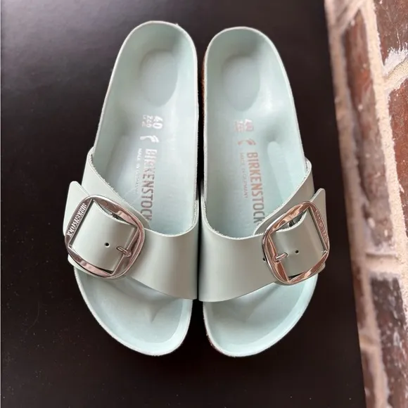 Birkenstock Madrid Big Buckle High Shine Surf Green Sandals Size 9 New!