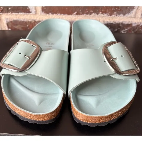 Birkenstock Madrid Big Buckle High Shine Surf Green Sandals Size 9 New!