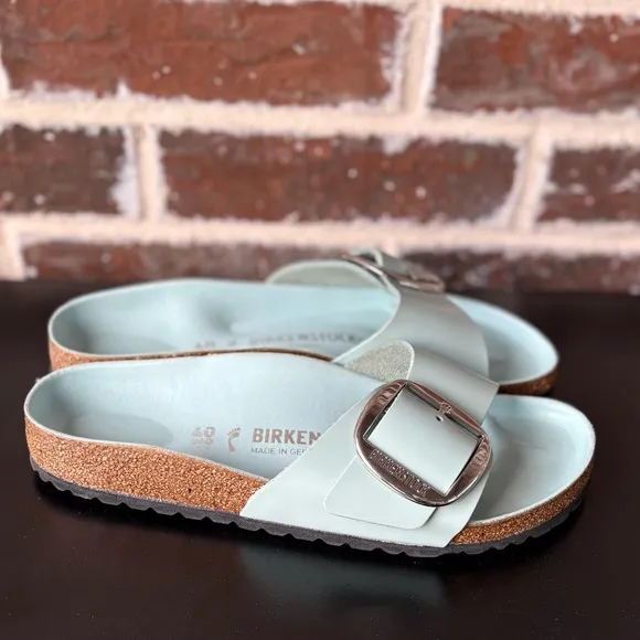 Birkenstock Madrid Big Buckle High Shine Surf Green Sandals Size 9 New!