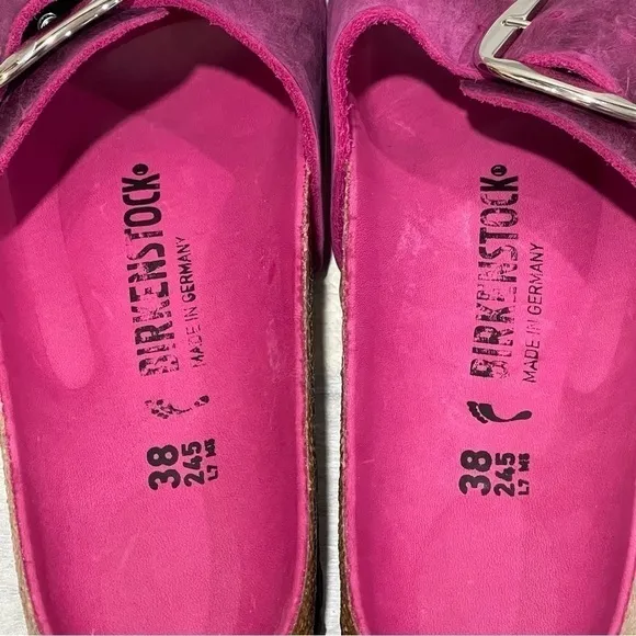 BIRKENSTOCK MADRID BIG BUCKLE SLIDE SANDALS -  DARK FUCHSIA - SZ-7-7.5 US/38 EU