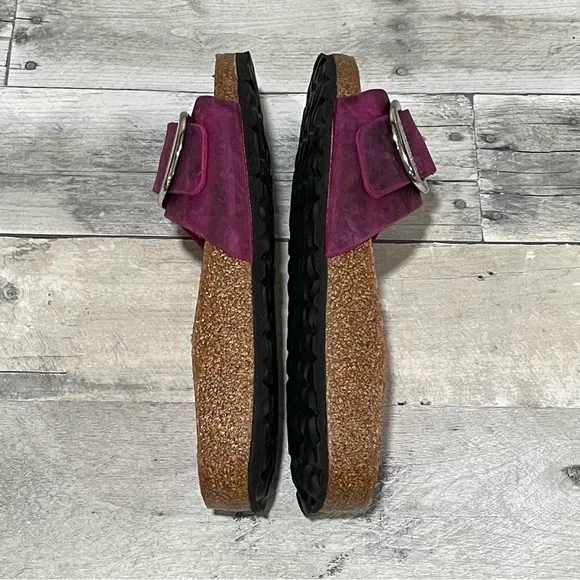 BIRKENSTOCK MADRID BIG BUCKLE SLIDE SANDALS -  DARK FUCHSIA - SZ-7-7.5 US/38 EU