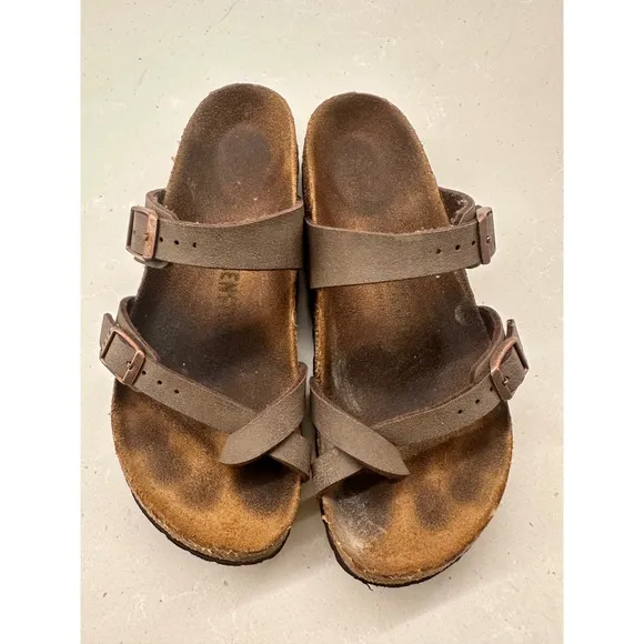 Birkenstock Mayari Sandals Thong Taupe Bronze Buckle Comfort Casual Size 36 US 6