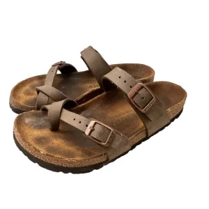 Birkenstock Mayari Sandals Thong Taupe Bronze Buckle Comfort Casual Size 36 US 6