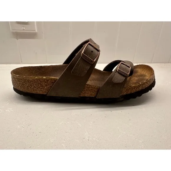 Birkenstock Mayari Sandals Thong Taupe Bronze Buckle Comfort Casual Size 36 US 6