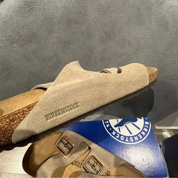 Birkenstock Men’s Arizona Sandals Suede Leather Taupe Size 10 US Men