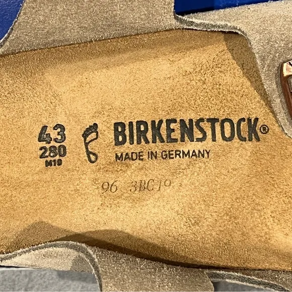 Birkenstock Men’s Arizona Sandals Suede Leather Taupe Size 10 US Men