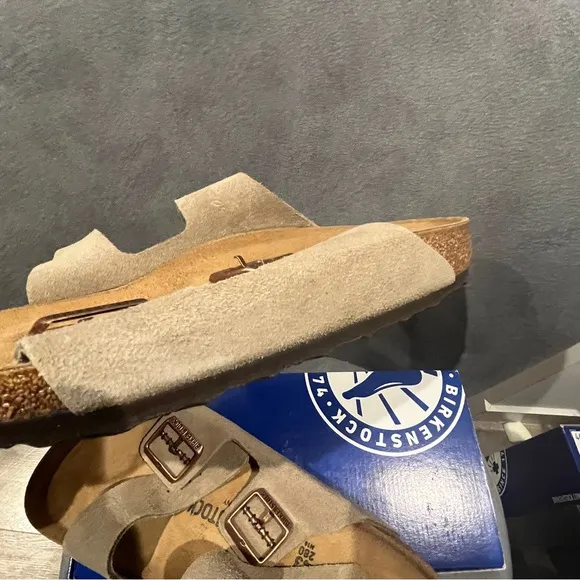 Birkenstock Men’s Arizona Sandals Suede Leather Taupe Size 10 US Men