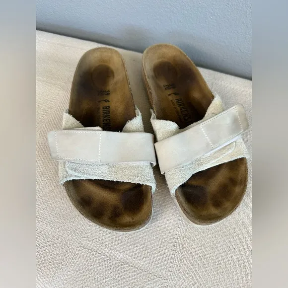 Birkenstock Oita Suede Leather Antique White Sandals Size 39 EU 8 US