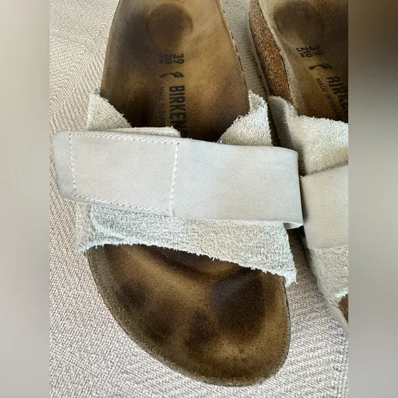 Birkenstock Oita Suede Leather Antique White Sandals Size 39 EU 8 US