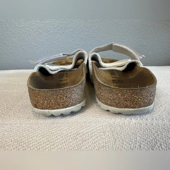 Birkenstock Oita Suede Leather Antique White Sandals Size 39 EU 8 US
