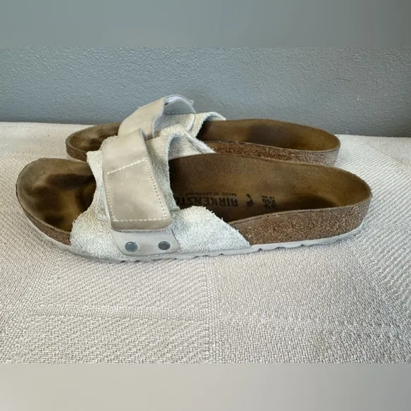 Birkenstock Oita Suede Leather Antique White Sandals Size 39 EU 8 US