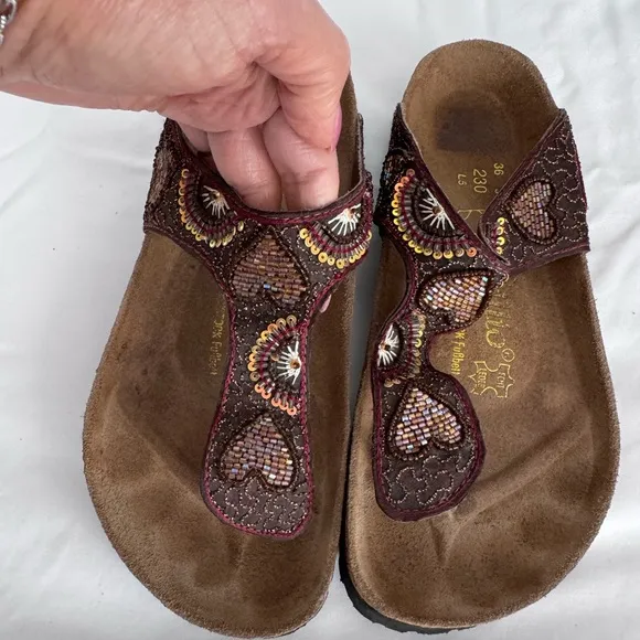Birkenstock Papillio Collection Kerala Beaded Thong Sandals SZ 36  US 6.5 Brown