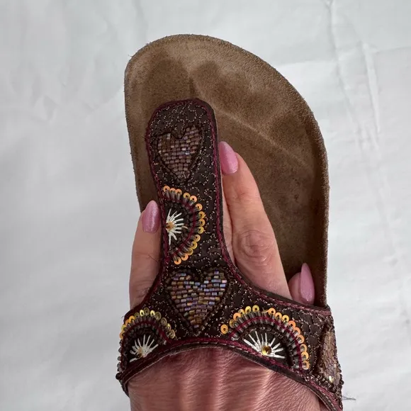 Birkenstock Papillio Collection Kerala Beaded Thong Sandals SZ 36  US 6.5 Brown