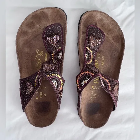 Birkenstock Papillio Collection Kerala Beaded Thong Sandals SZ 36  US 6.5 Brown