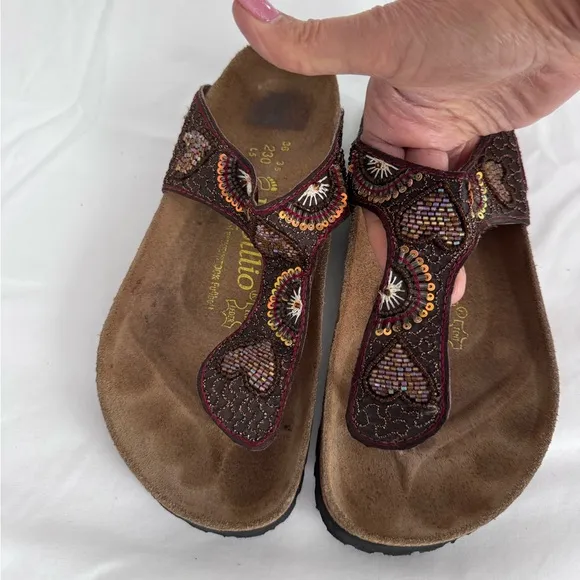 Birkenstock Papillio Collection Kerala Beaded Thong Sandals SZ 36  US 6.5 Brown