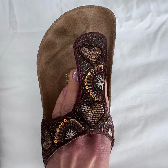 Birkenstock Papillio Collection Kerala Beaded Thong Sandals SZ 36  US 6.5 Brown