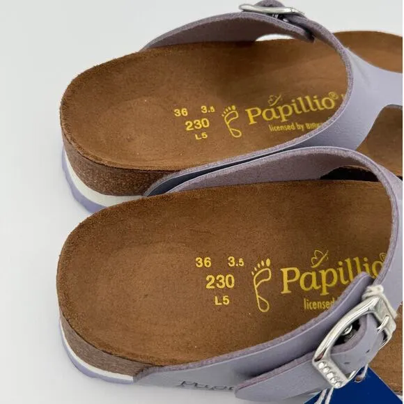 Birkenstock Papillio Gizeh Platform Sandals Purple Leather Size US5 EU36