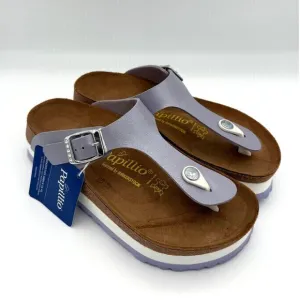Birkenstock Papillio Gizeh Platform Sandals Purple Leather Size US5 EU36