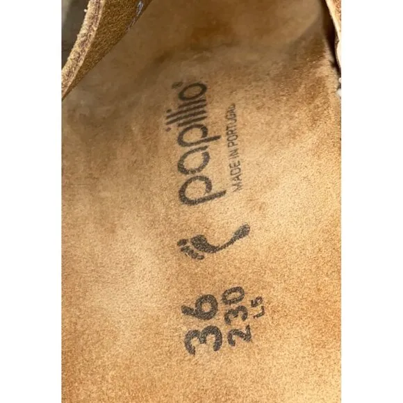 Birkenstock Papillio Namica suede leather cork wedge sandal shoes womens 36