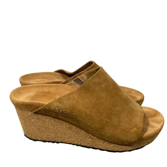Birkenstock Papillio Namica suede leather cork wedge sandal shoes womens 36