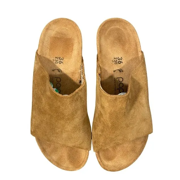Birkenstock Papillio Namica suede leather cork wedge sandal shoes womens 36