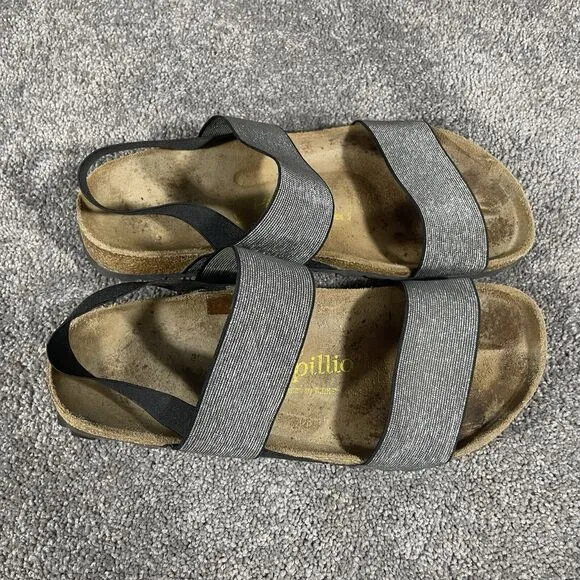 Birkenstock Papillio Sandals Caterina Elastic Slingback Silver 38 Womens US 8