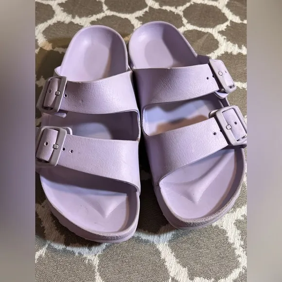 Birkenstock Purple Sandals with Adjustable Straps and Contoured Footbed