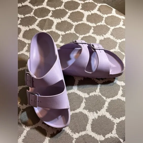 Birkenstock Purple Sandals with Adjustable Straps and Contoured Footbed