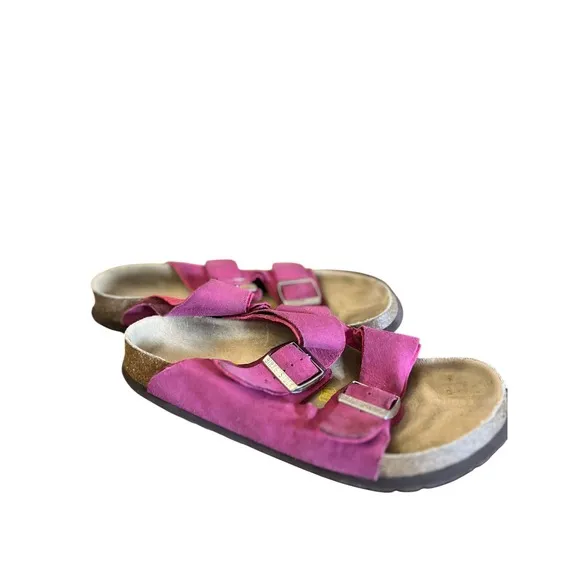 Birkenstock Sandals Pink Suede Leather Adjustable Straps Comfort Size 8