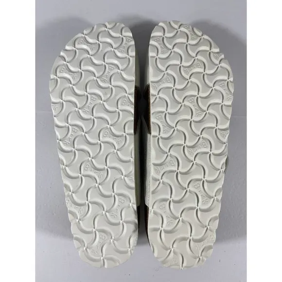 BIRKENSTOCK SIENA BIG BUCKLE SLIDE SANDAL WASHED METALLIC WHITE SZ 6-6.5US/37EU