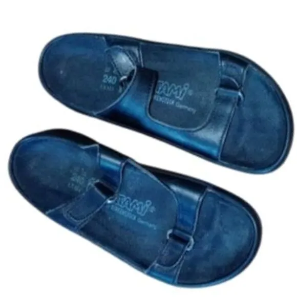 Birkenstock Tatami Black Comfort‎ Slides  Double Strap Leather EU37 US7 Vintage