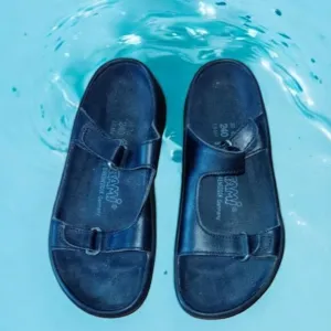 Birkenstock Tatami Black Comfort‎ Slides  Double Strap Leather EU37 US7 Vintage