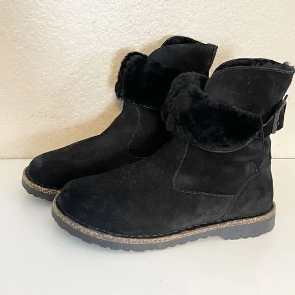 Birkenstock Upsalla Shearling Lined black Sherpa suede Boots 37