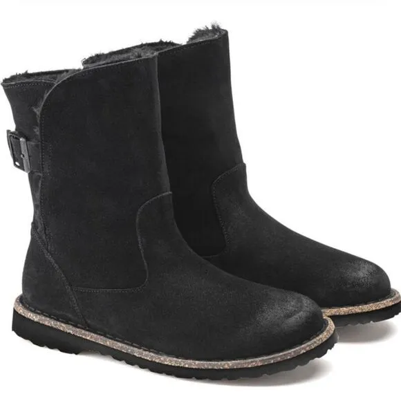 Birkenstock Upsalla Shearling Lined black Sherpa suede Boots 37