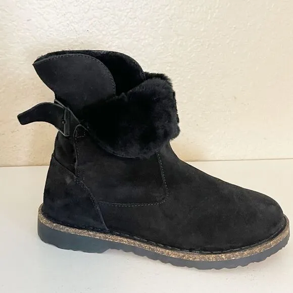 Birkenstock Upsalla Shearling Lined black Sherpa suede Boots 37