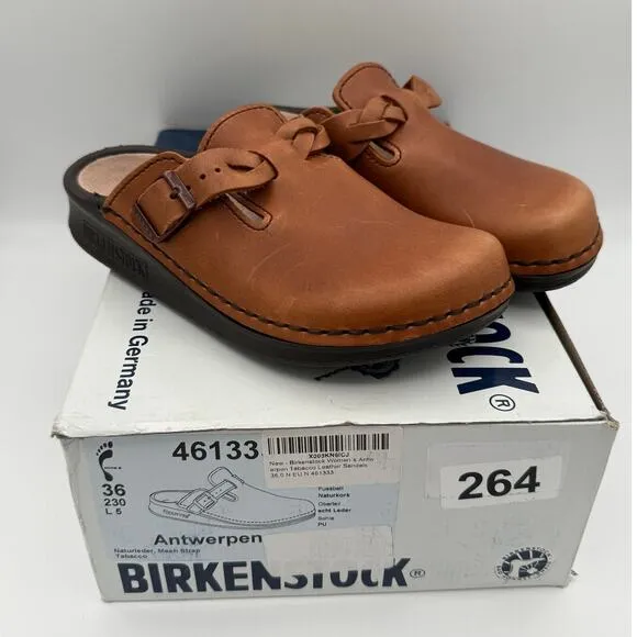 Birkenstock Women´s Antwerpen Tabacco Leather Sandals Brown Size US5 EU36
