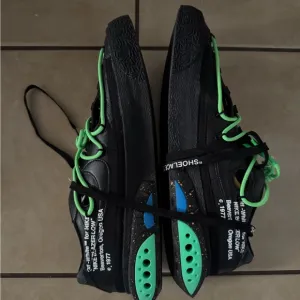 Black and Green Sneakers with Blue Accents off white