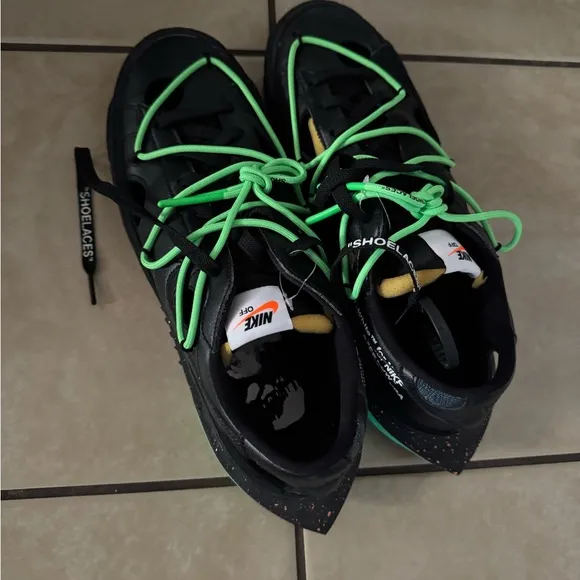 Black and Green Sneakers with Blue Accents off white